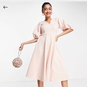 ASOS | Closet London |balloon sleeve skater dress in blush